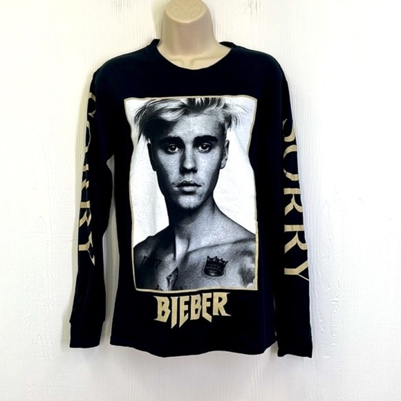 Gildan - Justin Bieber Sorry Tour Graphic Long Sleeve T Short Size Small - Picture 2 of 9